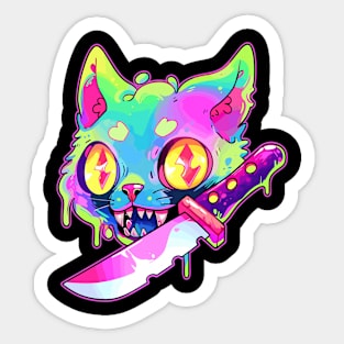 Psychedelic Rave Cat EDM Trippy Festival Sticker